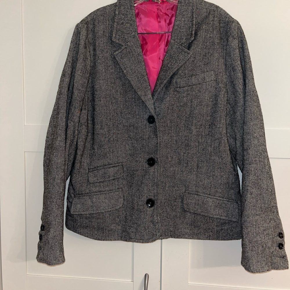 Old Navy Charcoal Blazer with Pink Lining